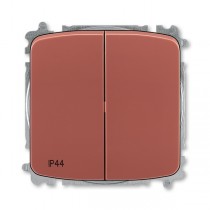 Přepínač sériový, s krytem, řazení 5, IP44, bezšroubové svorky; vřesová červená