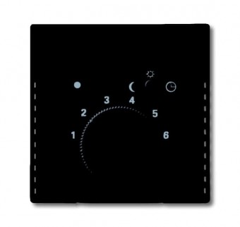 1710-0-3909  Kryt termostatu, s otočným ovladačem a posuvným přepínačem, mechová černá