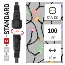 Standard LED spojovací vánoční řetěz, 10 m, venkovní i vnitřní, multicolor, časovač EMOS D1AM03