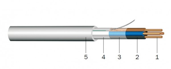 kabel JYTY-O 4x1 modrý, černý, hnědý, šedý