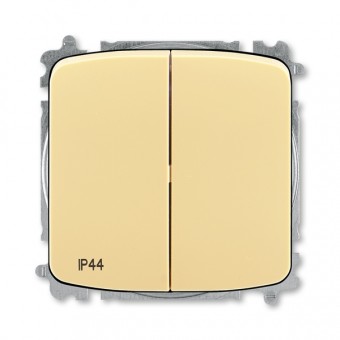 Přepínač dvojitý střídavý, s krytem, řazení 6+6, IP44, bezšroubové svorky; béžová