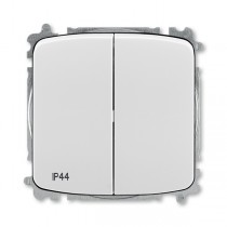 Přepínač dvojitý střídavý, s krytem, řazení 6+6, IP44, bezšroubové svorky; šedá