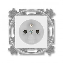 zásuvka jednonásobná s ochranným kolíkem, s clonkami (typ 6619); bílá / ledová bílá 6619H-A06357 01, design LEVIT