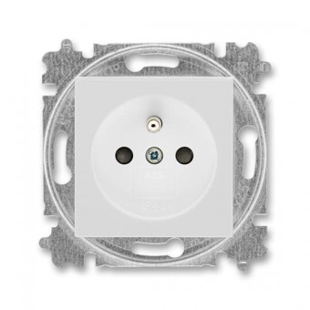 zásuvka jednonásobná s ochranným kolíkem, s clonkami (typ 6619); šedá / bílá 6619H-A06357 16, design LEVIT