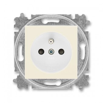 zásuvka jednonásobná s ochranným kolíkem, s clonkami (typ 6619); slonová kost / bílá 6619H-A06357 17, design LEVIT