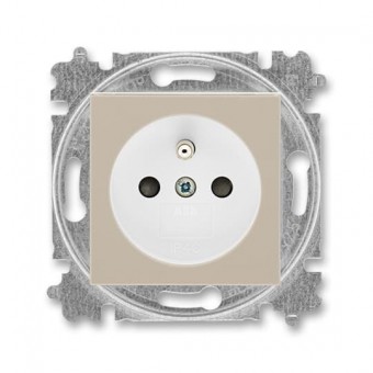 zásuvka jednonásobná s ochranným kolíkem, s clonkami (typ 6619); macchiato / bílá 6619H-A06357 18, design LEVIT