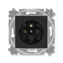 zásuvka jednonásobná, s clonkami Levit onyx / kouřová černá 6619H-A06357 63