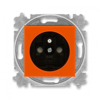 zásuvka jednonásobná s ochranným kolíkem, s clonkami (typ 6619); oranžová / kouřová černá 6619H-A06357 66, design LEVIT