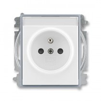zásuvka jednonásobná s ochranným kolíkem, s clonkami, s popisovým polem (typ 6619); bílá / ledová šedá 6619E-A06352 04, design ELEMENT