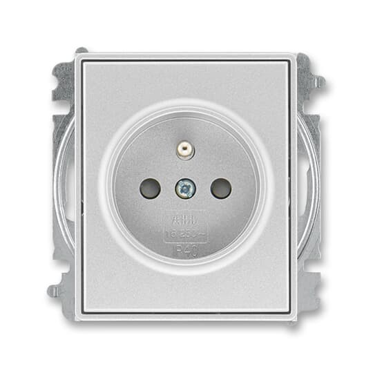 zásuvka jednonásobná s ochranným kolíkem, s clonkami (typ 6619); titanová 6619E-A06357 08, design TIME