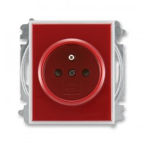 zásuvka jednonásobná s ochranným kolíkem, s clonkami (typ 6619); karmínová / ledová bílá 6619E-A06357 10, design ELEMENT