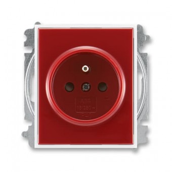 zásuvka jednonásobná s ochranným kolíkem, s clonkami (typ 6619); karmínová / bílá 6619E-A06357 13, design ELEMENT