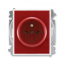 zásuvka jednonásobná s ochranným kolíkem, s clonkami (typ 6619); karmínová / bílá 6619E-A06357 13, design ELEMENT