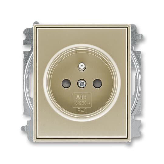 zásuvka jednonásobná s ochranným kolíkem, s clonkami (typ 6619); šampaňská 6619E-A06357 33, design TIME