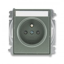 zásuvka jednonásobná s ochranným kolíkem, s clonkami, s popisovým polem (typ 6619); antracitová 6619E-A06352 34, design TIME