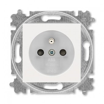zásuvka jednonásobná s ochranným kolíkem, s clonkami (typ 6619); perleťová / ledová bílá 6619H-A06357 68, design LEVIT M