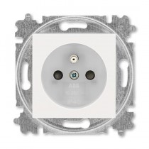 zásuvka jednonásobná s ochranným kolíkem, s clonkami (typ 6619); perleťová / ledová bílá 6619H-A06357 68, design LEVIT M
