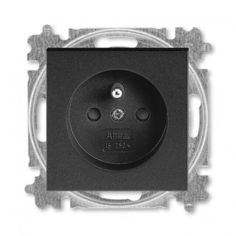 zásuvka jednonásobná 55×55, s ochranným kolíkem, s clonkami (typ 6619); onyx 6619H-A06557 63, design LEVIT M