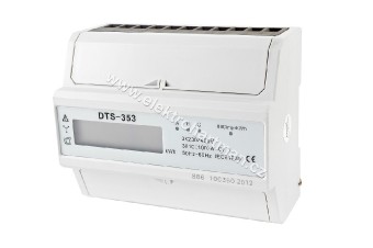 elektroměr modulový DTS 353-L 100A, 7mod. LCD 3fáz. 1tarif, podružný
