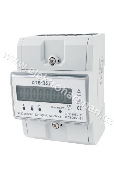 elektroměr modulový DTS 353-L X/5A, 4,5mod. LCD 3fáz. 1tarif, podružný, nepřímé měření