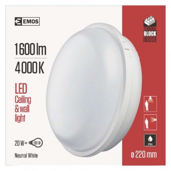 svítidlo LED přisazené QARI, kruhové, bílé, 20W 1900lm 4000K IP65 EMOS ZM3010