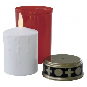 LED hřbitovní svíčka červená, 2x C, venkovní i vnitřní, teplá bílá, časovač EMOS DCCV19