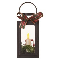 LED dekorace – vánoční lucerna se svíčkou černá, 20 cm, 3x AAA, vnitřní, vintage EMOS DCLV14