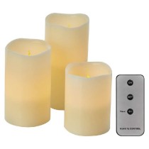 LED dekorace – vosková svíčka, různé velikosti, 3x AAA, vnitřní, vintage, 3 ks, ovladač EMOS DCCV07