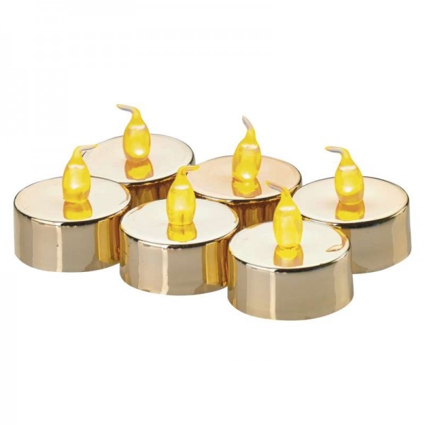 LED dekorace – čajová svíčka zlatá, CR2032, vnitřní, vintage, EMOS DCCV13