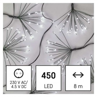 LED světelný řetěz – svítící trsy, nano, 8 m, vnitřní, studená bílá, časovač EMOS D3AC10