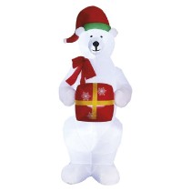 LED lední medvěd s vánočním dárkem, nafukovací, 240 cm, venkovní i vnitřní, studená bílá EMOS DCFC15