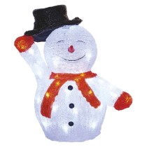 LED vánoční sněhulák s kloboukem, 36 cm, venkovní i vnitřní, studená bílá, časovač EMOS DCFC18
