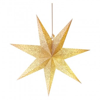 Vánoční hvězda papírová závěsná se zlatými třpytkami ve středu, bílá, 60 cm, vnitřní EMOS DCAZ08