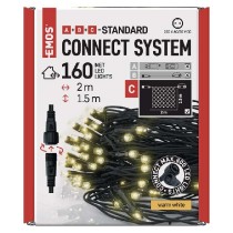 Standard LED spojovací vánoční řetěz – síť, 1,5x2 m, venkovní, teplá bílá, časovač EMOS D1DW01
