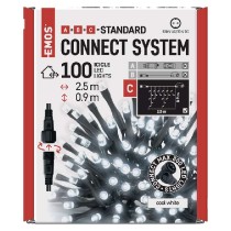 Standard LED spojovací vánoční řetěz – rampouchy, 2,5 m, venkovní, studená bílá, časovač EMOS D1CC01