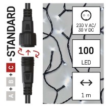 Standard LED spojovací vánoční řetěz – záclona, 1x2 m, venkovní, studená bílá, časovač EMOS D1EC01