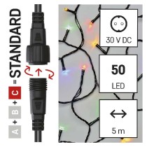 Standard LED spojovací vánoční řetěz, 5 m, venkovní i vnitřní, multicolor, časovač EMOS D1AM02