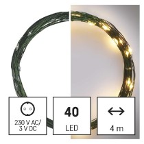 LED vánoční nano řetěz zelený, 4 m, venkovní i vnitřní, teplá bílá, časovač EMOS D3AW03
