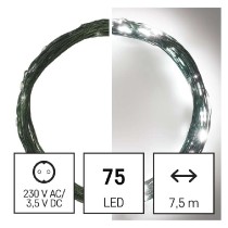 LED vánoční nano řetěz zelený, 7,5 m, venkovní i vnitřní, studená bílá, časovač EMOS D3AC04
