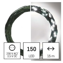 LED vánoční nano řetěz zelený, 15 m, venkovní i vnitřní, studená bílá, časovač EMOS D3AC05
