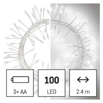 LED vánoční nano řetěz – ježek, 2,4 m, 3x AA, vnitřní, studená bílá, časovač EMOS D3FC01