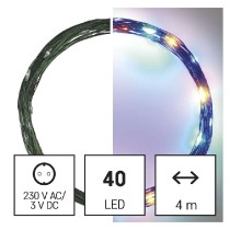 LED vánoční nano řetěz zelený, 4 m, venkovní i vnitřní, multicolor, časovač EMOS D3AM01