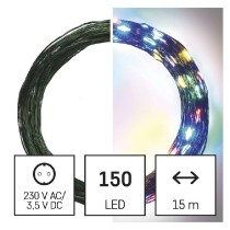 LED vánoční nano řetěz zelený, 15 m, venkovní i vnitřní, multicolor, časovač EMOS D3AM03