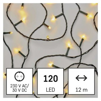 LED vánoční řetěz zelený, 12 m, venkovní i vnitřní, teplá bílá EMOS D4AW09