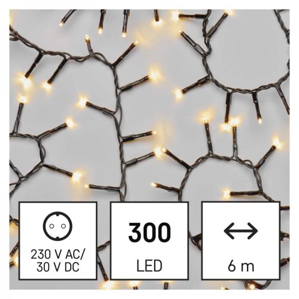 LED vánoční řetěz – ježek, 6 m, venkovní i vnitřní, teplá bílá, časovač EMOS D4BW04