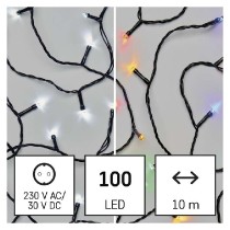 LED vánoční řetěz 2v1, 10 m, venkovní i vnitřní, studená bílá/multicolor, programy EMOS D4AJ01