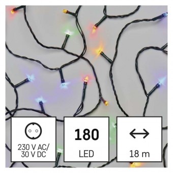 LED vánoční řetěz, 18 m, venkovní i vnitřní, multicolor, programy EMOS D4AM09