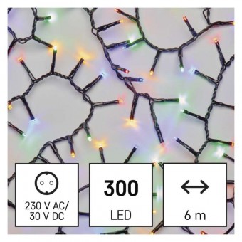 LED vánoční řetěz – ježek, 6 m, venkovní i vnitřní, multicolor, časovač EMOS D4BM04