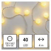 LED světelný cherry řetěz – kuličky 2,5 cm, 4 m, venkovní i vnitřní, teplá bílá, časovač EMOS D5AW01