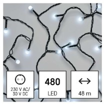 LED vánoční cherry řetěz – kuličky, 48 m, venkovní i vnitřní, studená bílá, časovač EMOS D5AC05